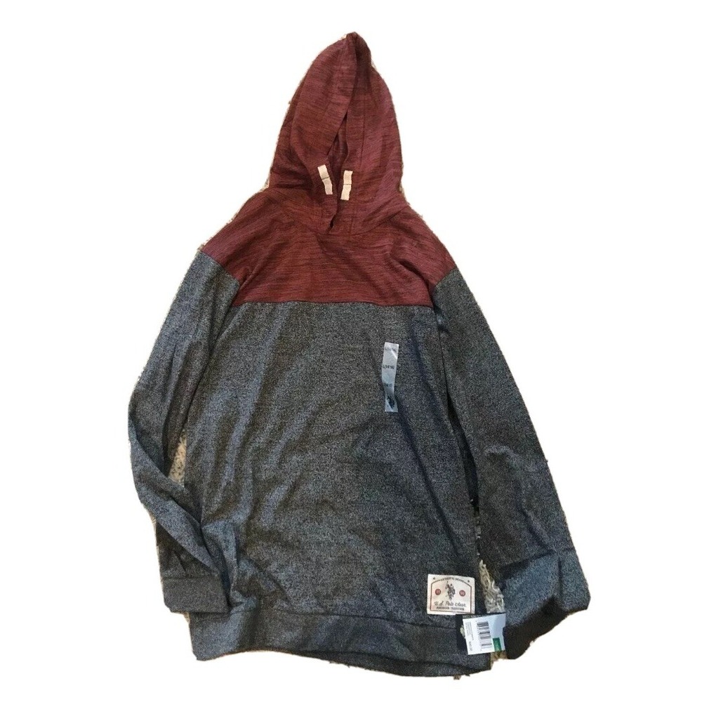 US Polo Assn. Boys Hoodie Gray Maroon 14/16 New with Tags Lightweight Cool Nice